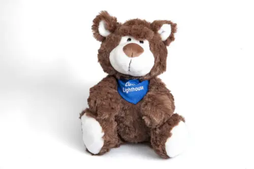 Teddybär Linus ist eine bärenstarke Unterstützung für die Palliative Pflege des Zürcher Lighthouse, Danke für jede Bestellung im Onlineshop